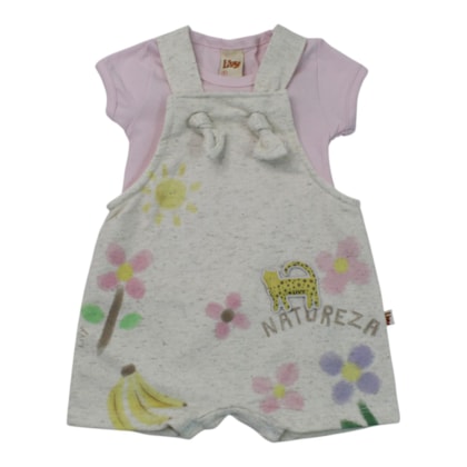 Macacão Curto Feminino Estampado Estampa Tigre com Blusa 2 Peças 9876 - Livy