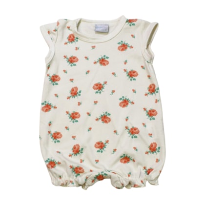 Macacão Curto Feminino Estampado Flores 20205 - Miniclo