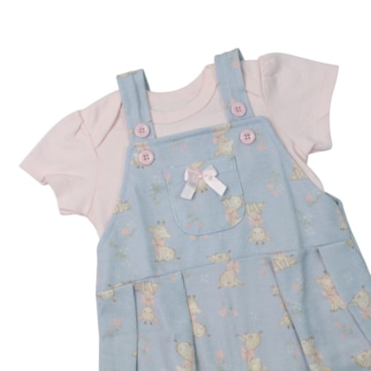 Macacão Curto Feminino Estampado Girafas e Blusa 2 Peças 35053 - Iaze