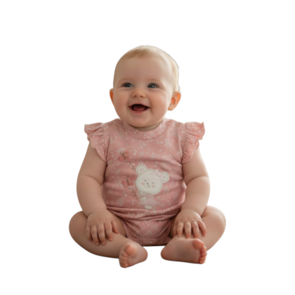 Macacão Curto Feminino Estampado Ursa 1427 - Nilly Baby