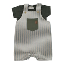 Macacão Curto Listrado com Camiseta 2 Peças 8615 - Serelepe