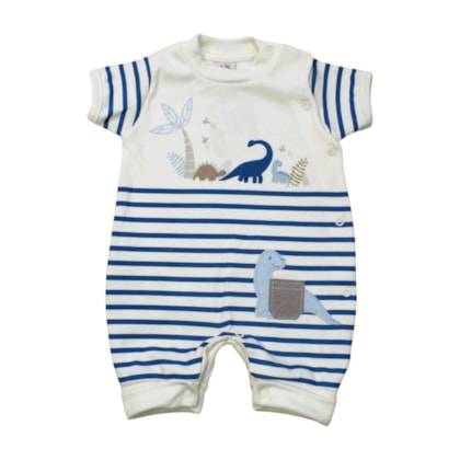 Macacão Curto Masculino Dino com Listras 1415 - Nilly Baby  