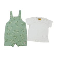 Macacão Curto Masculino Estampado Dino com Camiseta 2 Peças 25213 - Rollu    