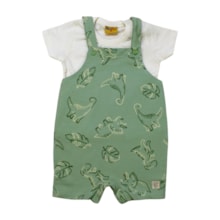 Macacão Curto Masculino Estampado Dino com Camiseta 2 Peças 25213 - Rollu    