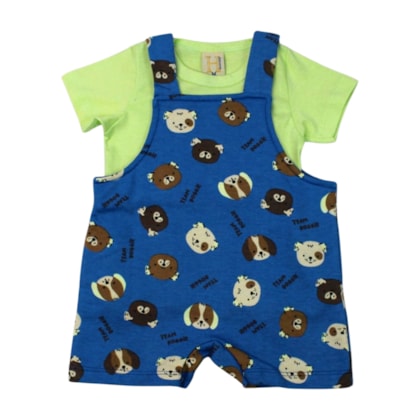 Macacão Curto Masculino Estampado Dog e Cameseta 2 Peças 15133 - Hrradinhos