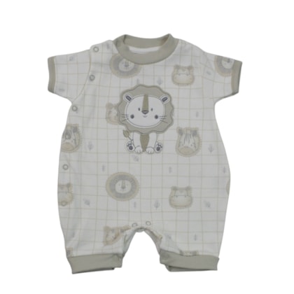 Macacão Curto Masculino Estampado Leão 1428 - Nilly Baby
