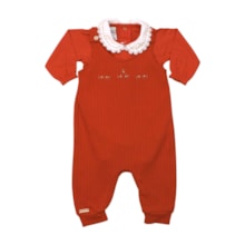 Macacão Feminino Malha Longo Nervuras Bordado Flores - 132147 - Sonho Mágico