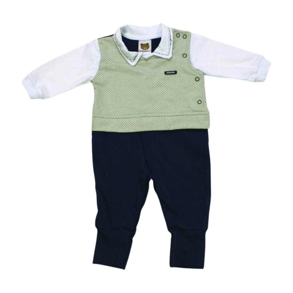 Macacão Longo Masculino em Malha 112573 Aconchego do Bebê