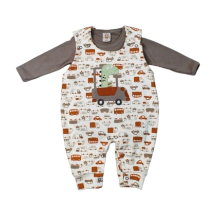 Macacão Longo Suedine Masculino com Colan 1327 Dino - Nilly Baby