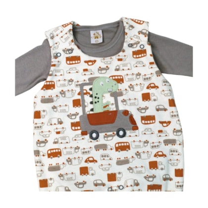Macacão Longo Suedine Masculino com Colan 1327 Dino - Nilly Baby