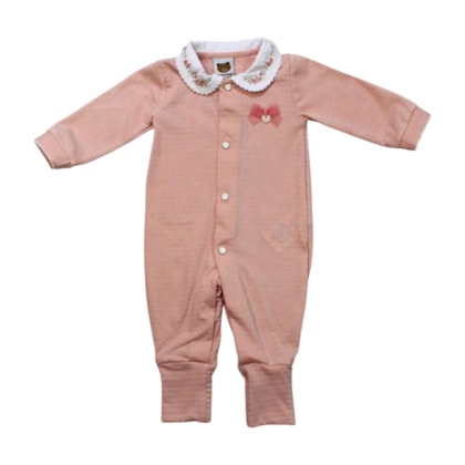 Macacão Malha Longo Feminino Trabalhado Laço 11100114 - Aconchego do Bebê