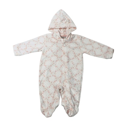 Macacão Plush Feminino com Capuz Estampado 56600015 - Aconchego do Bebê