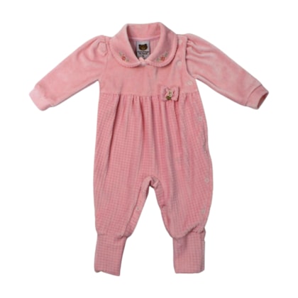 Macacão Plush Feminino Quadriculado 11100095 - Aconchego do Bebê