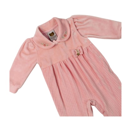 Macacão Plush Feminino Quadriculado 11100095 - Aconchego do Bebê