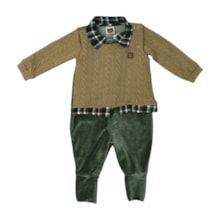 Macacão Plush Masculino com Xadrez 11100076 - Aconchego do Bebê