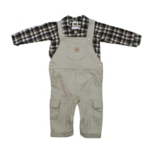 Macacão Sarja Masculino com Colan Xadrez 2 Peças 11100094 - Aconchego do Bebê