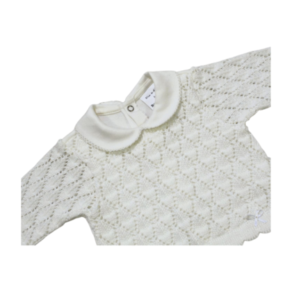 Macacão Suedine Longo com  Tricô Feminino 7581 - Beth Bebê 
