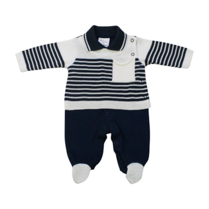 Macacão Suedine Longo com  Tricô Masculino 7170 - Beth Bebê 