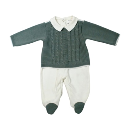 Macacão Suedine Longo com  Tricô Masculino 7170 - Beth Bebê