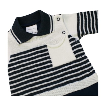 Macacão Suedine Longo com  Tricô Masculino 7170 - Beth Bebê 