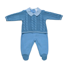 Macacão Suedine Longo com  Tricô Masculino  7580 - Beth Bebê 