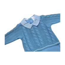 Macacão Suedine Longo com  Tricô Masculino  7580 - Beth Bebê 