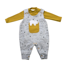 Macacão Suedine Longo Estampado 1304 - Nilly Baby 