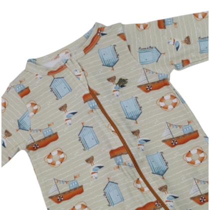 Macacão Suedine Longo Estampado Barcos 26396 - Presente de Anjo