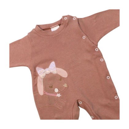 Macacão Suedine Longo Feminino Bordado Cachorro 4993 - Korte Rekorte