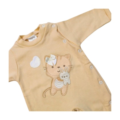 Macacão Suedine Longo Feminino Bordado Gata 4881 - Korte Rekorte