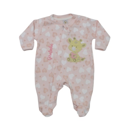 Macacão Suedine Longo Feminino com Ziper Estampado Girafa 1275 - Nilly Baby