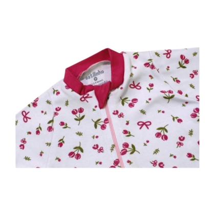 Macacão Suedine Longo Feminino com Ziper Flores 0201321 - Estilinho 