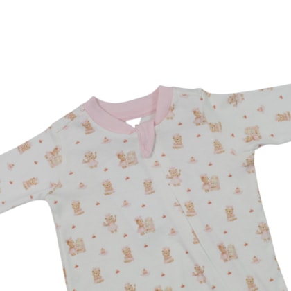 Macacão Suedine Longo Feminino Estampado Ursas 0048D - Curioso