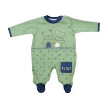 Macacão Suedine Longo Masculino com Aplique Urso 1223 - Nilly Baby
