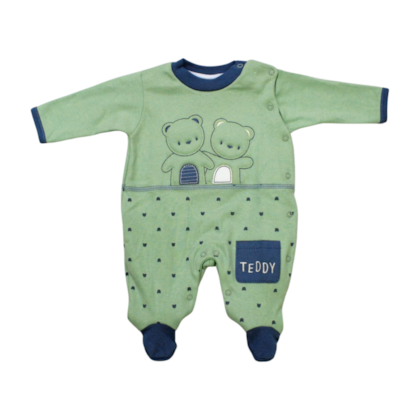Macacão Suedine Longo Masculino com Aplique Urso 1223 - Nilly Baby