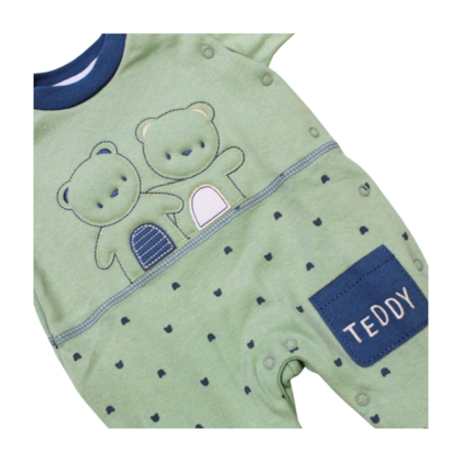 Macacão Suedine Longo Masculino com Aplique Urso 1223 - Nilly Baby
