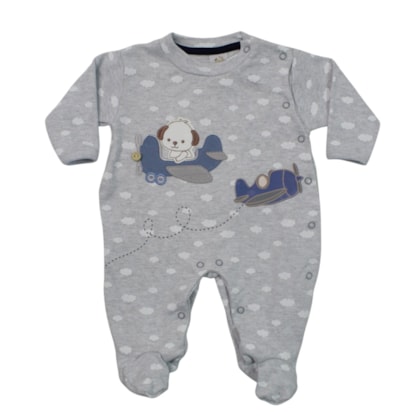 Macacão Suedine Longo Masculino Estampado Avião 1293 - Nilly Baby