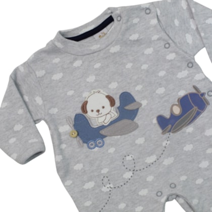 Macacão Suedine Longo Masculino Estampado Avião 1293 - Nilly Baby
