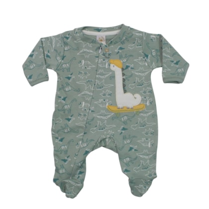 Macacão Suedine Longo Masculino Estampado Dino com Ziper 1291 - Nilly Baby