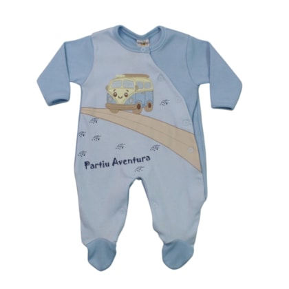 Macacão Suedine Longo Masculino Estampado Kombi 1288 - Nilly Baby