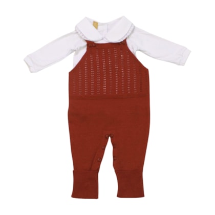 Macacão Tricô Feminino com Body Manga Longa 2 Peças 20064 - Arcobaleno