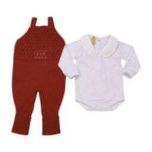 Macacão Tricô Feminino com Body Manga Longa 2 Peças 20076 - Arcobaleno