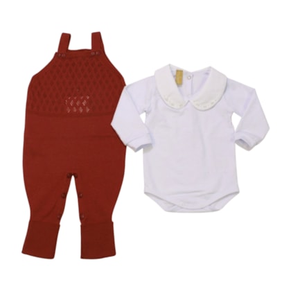 Macacão Tricô Feminino com Body Manga Longa 2 Peças 20076 - Arcobaleno