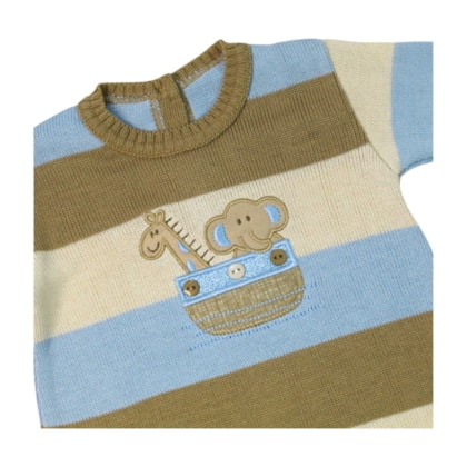 Macacão Tricô Longo Masculino  Bordado Bichos 2944 - Chandra