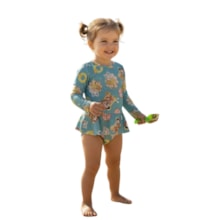 Maiô Manga Longa com Babado Estampado Piscina 54039 - Kamylus