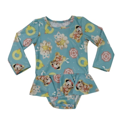Maiô Manga Longa com Babado Estampado Piscina 54039 - Kamylus
