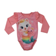 Maiô Manga Longa Estampado Gatinha 54040 - Kamylus