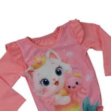 Maiô Manga Longa Estampado Gatinha 54040 - Kamylus