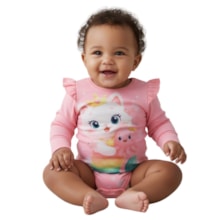 Maiô Manga Longa Estampado Gatinha 54040 - Kamylus