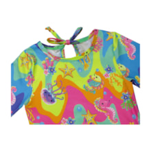 Maio Manga Lonta Estampado Fundo do Mar 43850 - Boca Grande  